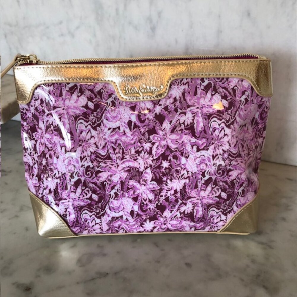 LILLY PULITZER Mulberry Wild Ride Zip Top Pouch/Clutch NWOT